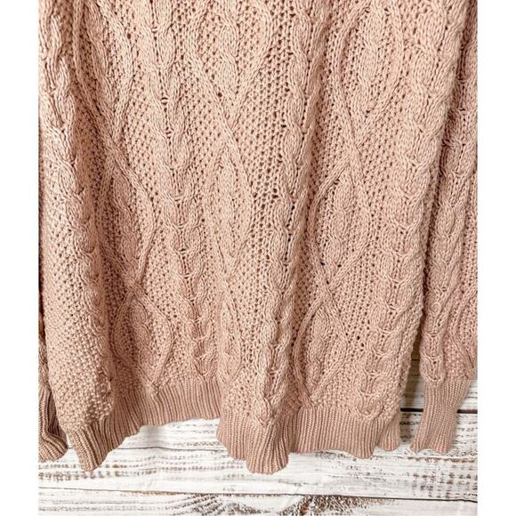 Joie Women's Cable Knit Cowl Neck High Low Pullover Sweater Blush Pink Sz Small - Picture 10 of 11
